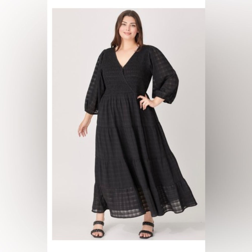 Plus Size, Curvy NWT Black Ankle Length Woman’s V Neck Dress